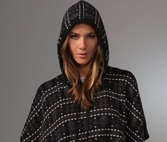 HAUTE HIPPIE cute hooded skull poncho