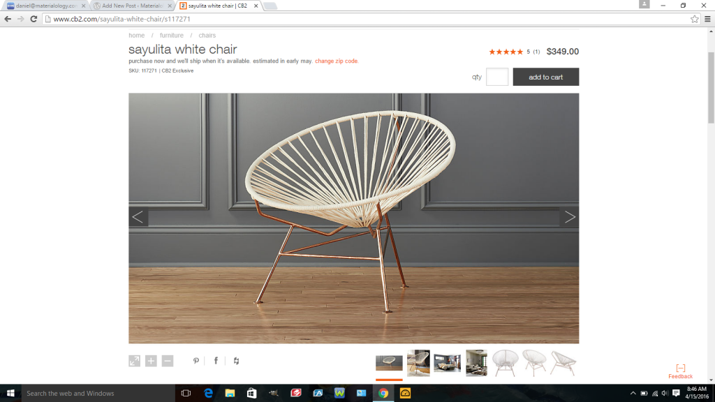 Sayulita white chair from CB2 – Materialology